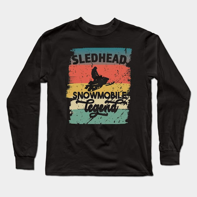 Sledhead Snowmobile Legend Long Sleeve T-Shirt by RKP'sTees